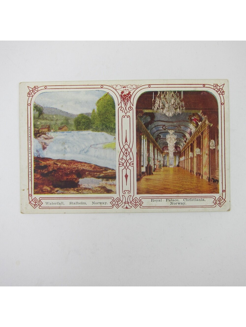 Postcard Norway Waterfall Stalhelm & Royal Palace Christiania Antique Unposted